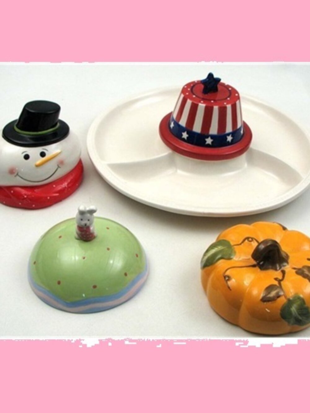 Ceramic Four Season Chip n' Dip Set 14 3/8" diam Platter 94675